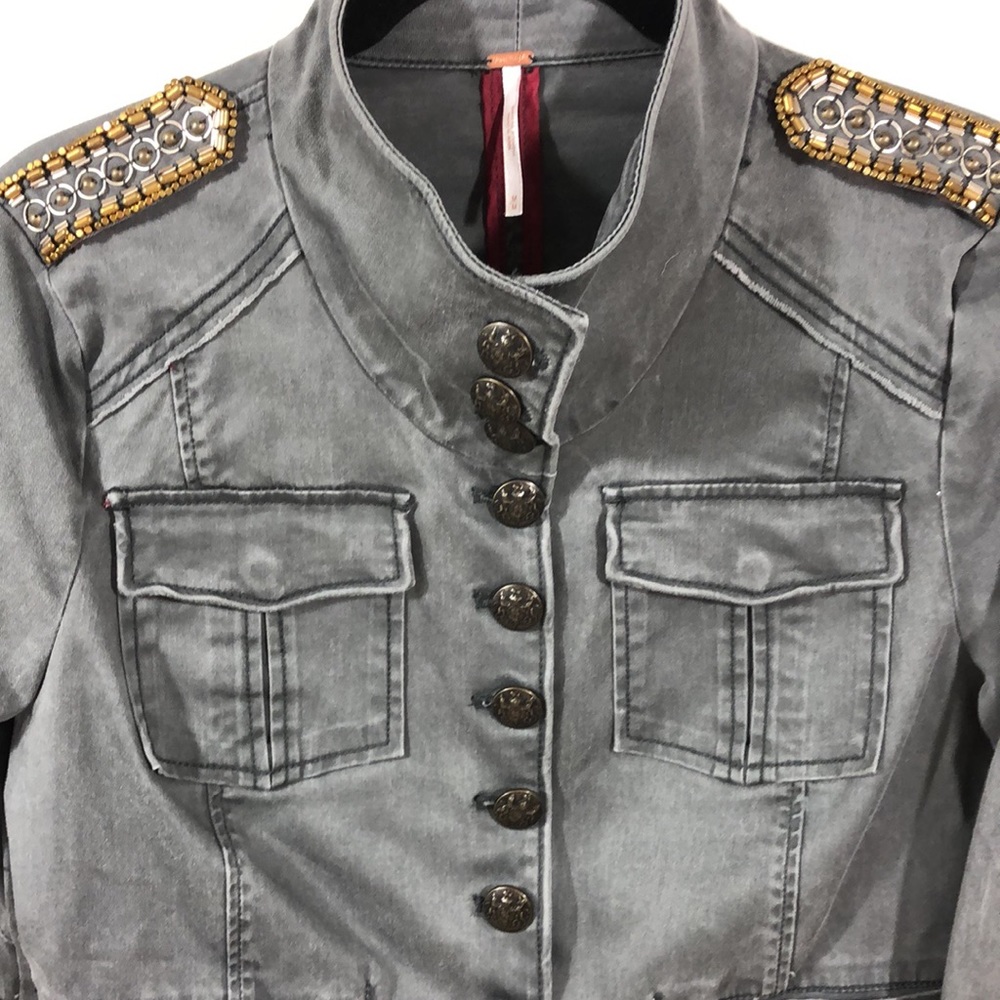 🆕Free People>Faded army utility jacket with bead detail NWOT. - Picture 7 of 10